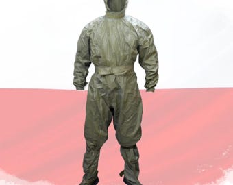 Vintage Original Polish Army LWP Protective Suit L-2 – Vintage Military Rubberized Coverall, Cold War Chemical Gear, military surplus