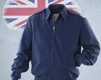 Giacca da volo originale dell'esercito britannico (RAF), Grado II - Giacca della Royal Air Force, misto lana blu navy, surplus militare vintage