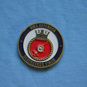 Royal Navy HMS Defender (D36) Military Commemorative Coin – Challenge Coin, Weapon Engineering Department, military surplus