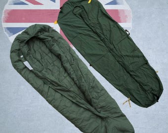 British Army Modular Combat Medium Weight Olive Sleeping Bag + Liner | Original Military Vintage Outdoor