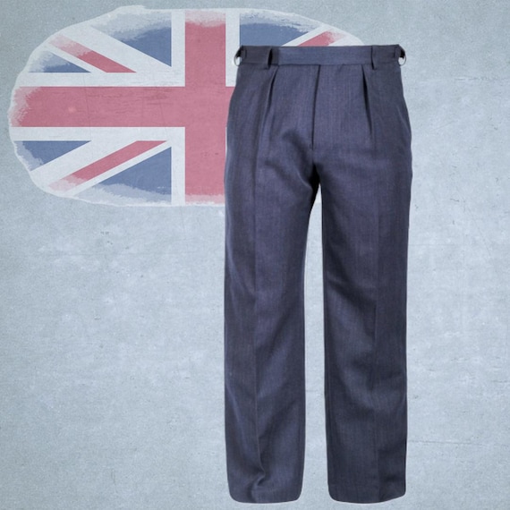 けんた schott ミリタリー スラックス トラウザーズ ネイビー L 英国空軍RAF No.2 ネイビーウールポリエステルトラウザーズ、英国軍放