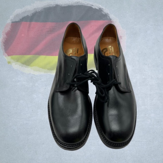 Vintage Bundeswehr Dress Shoes Black Leather German Army Service Shoes Military Derby Shoes BW Dienstschuhe Classic Leather