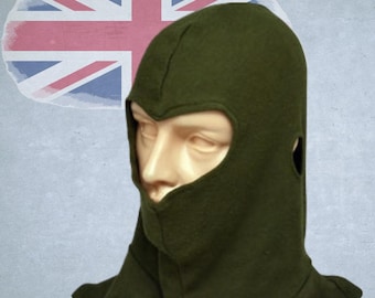 AFV Hood Tanker Balaclava - Olive, Cold and Wind Protection, Ear Holes, British Army Original, Military Surplus