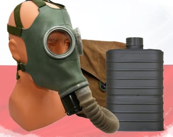 Maschera antigas originale ML MC-1 vintage con sacchetto e filtro – maschera antigas vintage della difesa civile, cimeli militari, surplus militare