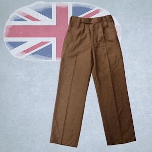 Brittiska nr 2 klänningsbyxor i armé – Originala ullbyxor för herrar, vintage militär, överskott, bruna