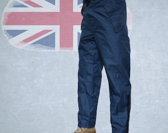 British Army MVP RAF Waterproof Trousers - Original Surplus Gore-Tex Type - Lightweight, Foldable, Vintage, Blue-Grey