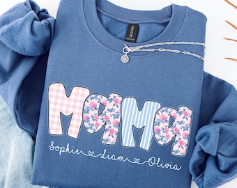 Custom Floral Mama Sweatshirt, Personalized Mama Crewneck with kids names, Mama Sweater, Cute Mom Sweatshirt, New Mom Gift, Mothers Day Gift