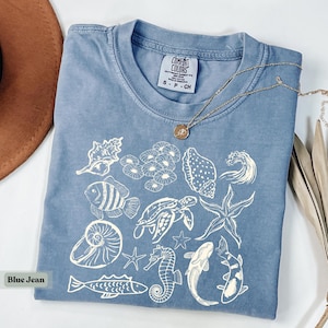 Sea Animals 90s Vintage Shirt, Retro Ocean Nature Shirts, Marine Life Retro Tee, Ocean Animal T-Shirt, Vintage Beach Shirt Sea Animal Tee