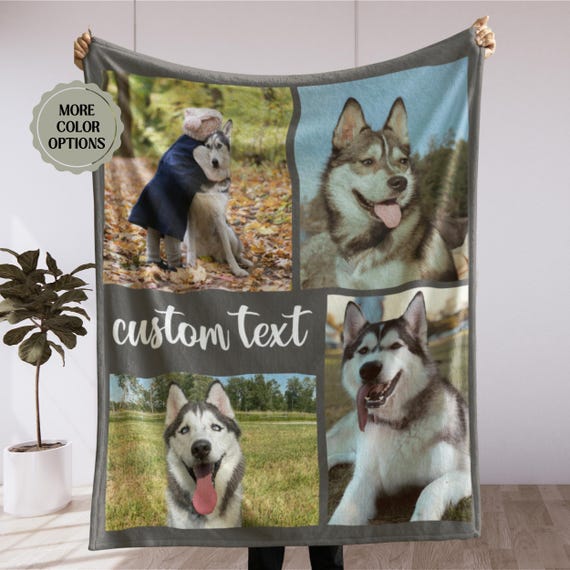 Custom Pet Blanket with Pictures, Blanket With Photo and Text, Photo Blanket for Dog, Photo Collage Blanket, Personalized Blanket with Name