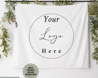 Banner con logo personalizado, tapiz mural personalizado con foto, banner colgante para decoración de cumpleaños, tapiz personalizado, diseño de texto e imagen para tu pared interior.