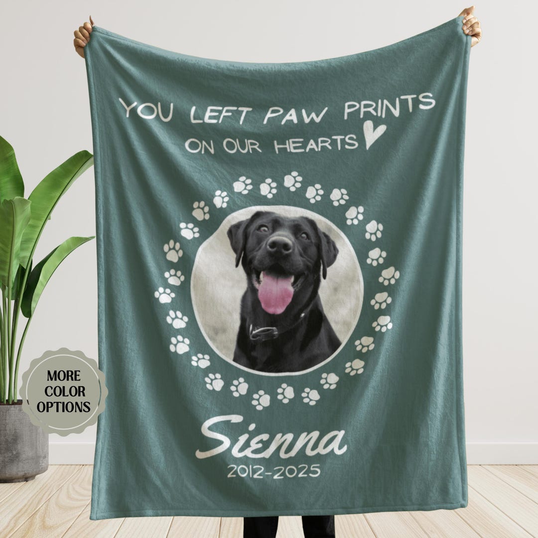 Personalized Dog Memorial Photo Blanket, Dog Loss Pet Memory Gifts, Pet ...