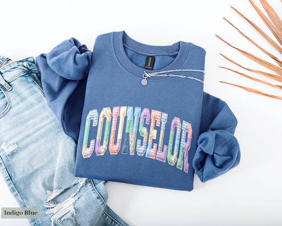 Counselor Faux Patchwork Sweatshirt, Floral School Counselor Shirt, Counseling Crew, Grad Gift Autism Awareness Crewneck Licensed Listener