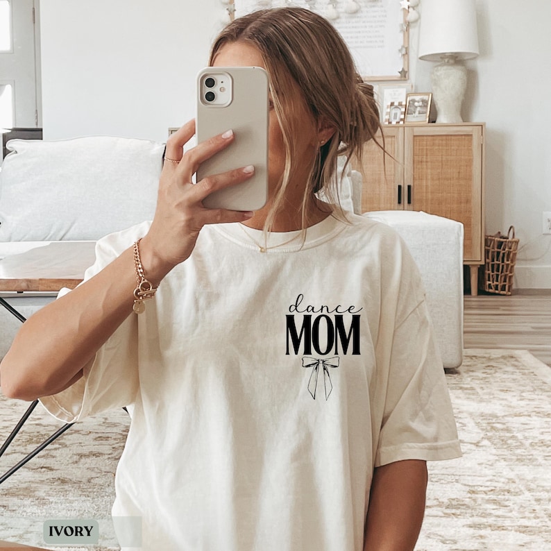 Dance Mom Shirt Comfort Colors® Bow Shirt, Dance Mom Tee, Ballet Mom Gift, Personalized Ballet Shirt, Dance Mama Gift for Dance Mom Bow Tee image 3