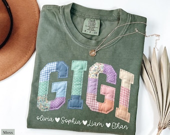 Personalized Gigi Comfort Colors® Shirt, Floral Grandma Mama Shirt, Custom Names Mimi Nana Gigi Sweatshirt, Mothers Day Gift, Nana Sweater