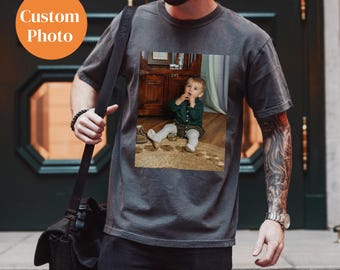 Custom Photo Comfort Colors® Shirt, Personalized Picture T-Shirt, Custom Logo Shirt, Vintage Photo Tee, Family Photo Gift Birthday Photo Tee