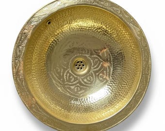 Lavabo de cobre martillado hecho a mano, lavabo de baño de lujo, decoración rústica y de granja.