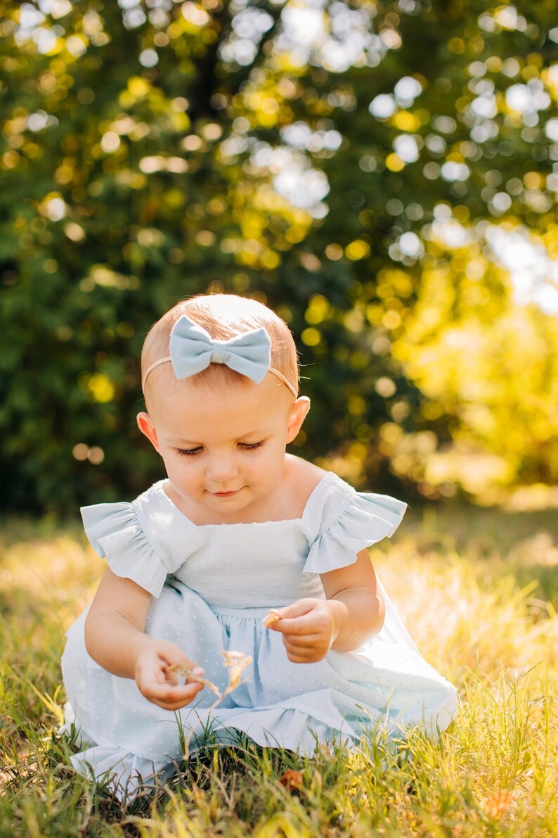 Baby Girl Blue Swiss Dot Pinafore Dress Baby Girl Blue Dress Etsy