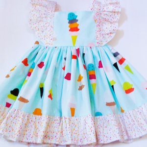Girl's Ice Cream Dress, Ruffled Birthday Outfit