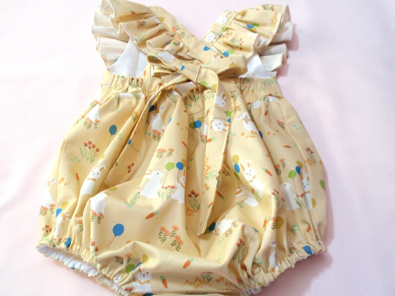 Baby Girl Birthday Bunny Romper: Yellow or Lavender, Toddler Bubble ...