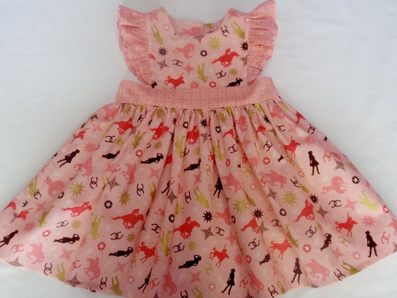 Cowgirl Birthday Dress Girls Rodeo Dress Toddler Country Pinafore Dress Girls Horse Dress Pink Cowgirl Dress Girls Cowgirl Dress