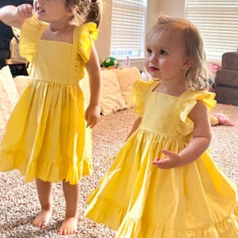 Girls Yellow Belle Dress Toddler Yellow Pinafore Dress Etsy