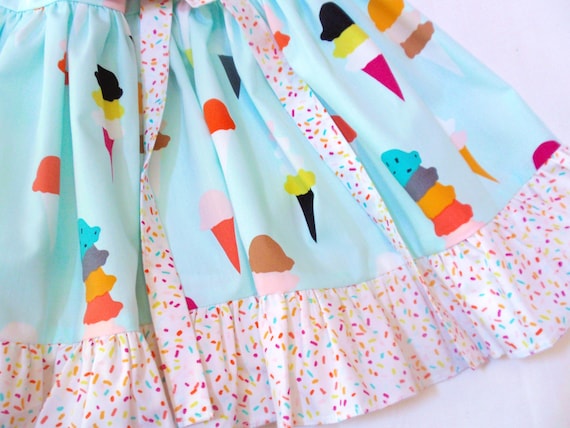 Girls Ice Cream Sprinkles Dress Toddler Ice Cream Dress Baby Girl Ice Cream Pinafore Dress 1st Birthday Ice Cream Dress With Ruffles Etsy Canada