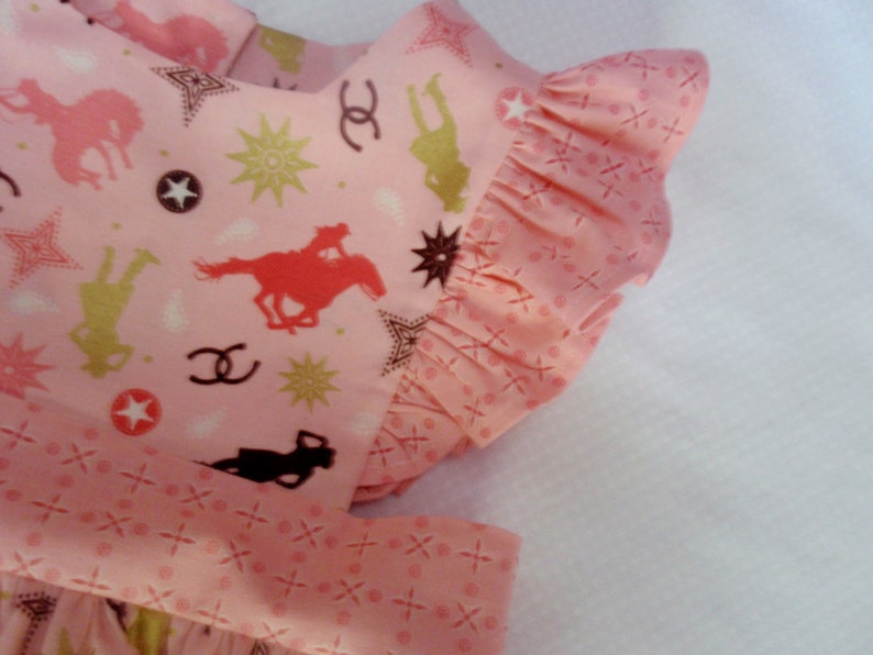 Cowgirl Birthday Dress Girls Rodeo Dress Toddler Country Pinafore Dress Girls Horse Dress Pink Cowgirl Dress Girls Cowgirl Dress
