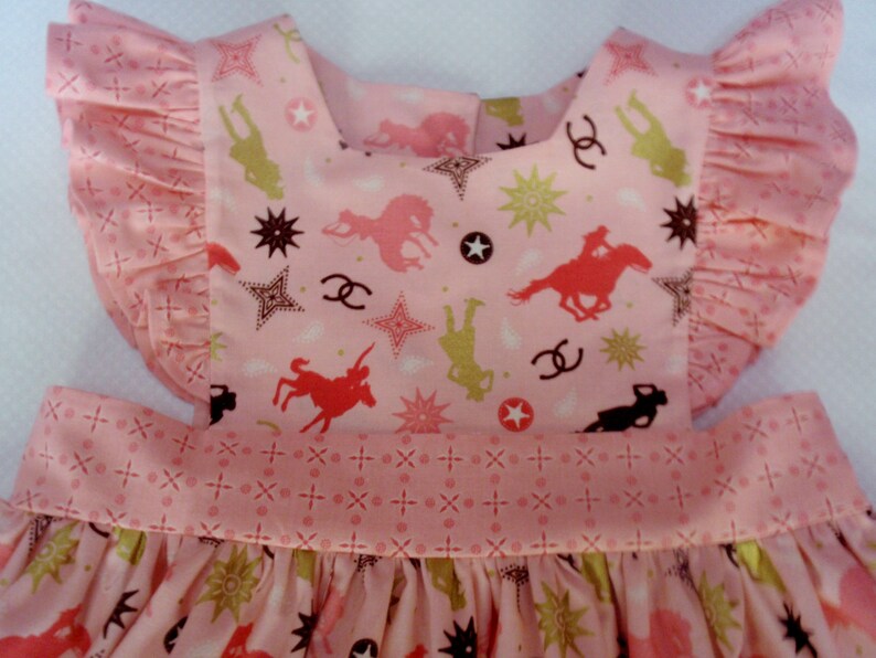 Cowgirl Birthday Dress Girls Rodeo Dress Toddler Country Pinafore Dress Girls Horse Dress Pink Cowgirl Dress Girls Cowgirl Dress