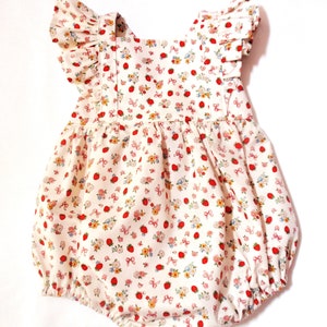 Strawberry Bubble Romper: Baby Girl Berry 1st Birthday Outfit, Soft Cotton