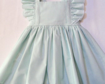 Girls Mint Gingham Dress, baby girl toddler mint gingham dress, girls Mint summer dress, flutter sleeves