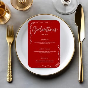 Galentine's Day Menü Vorlage - Printable & Bearbeitbares Canva Design | Feminines Dinner-Party-Menü | Sofort Download