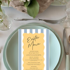 Easter Menu Template - Editable Canva Printable | Spring Brunch & Dinner Party Menu | Instant Download