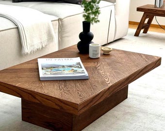 Coffee table made of antique parquet, 120 years old, Japandi style, solid oak, square or rectangular.