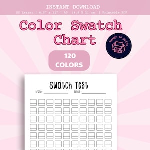 Swatch Template for 120 colors Alcohol Markers, Color Pencils, Gel Pens, Watercolor Pens, paint & more! Bigger boxes/type fields download