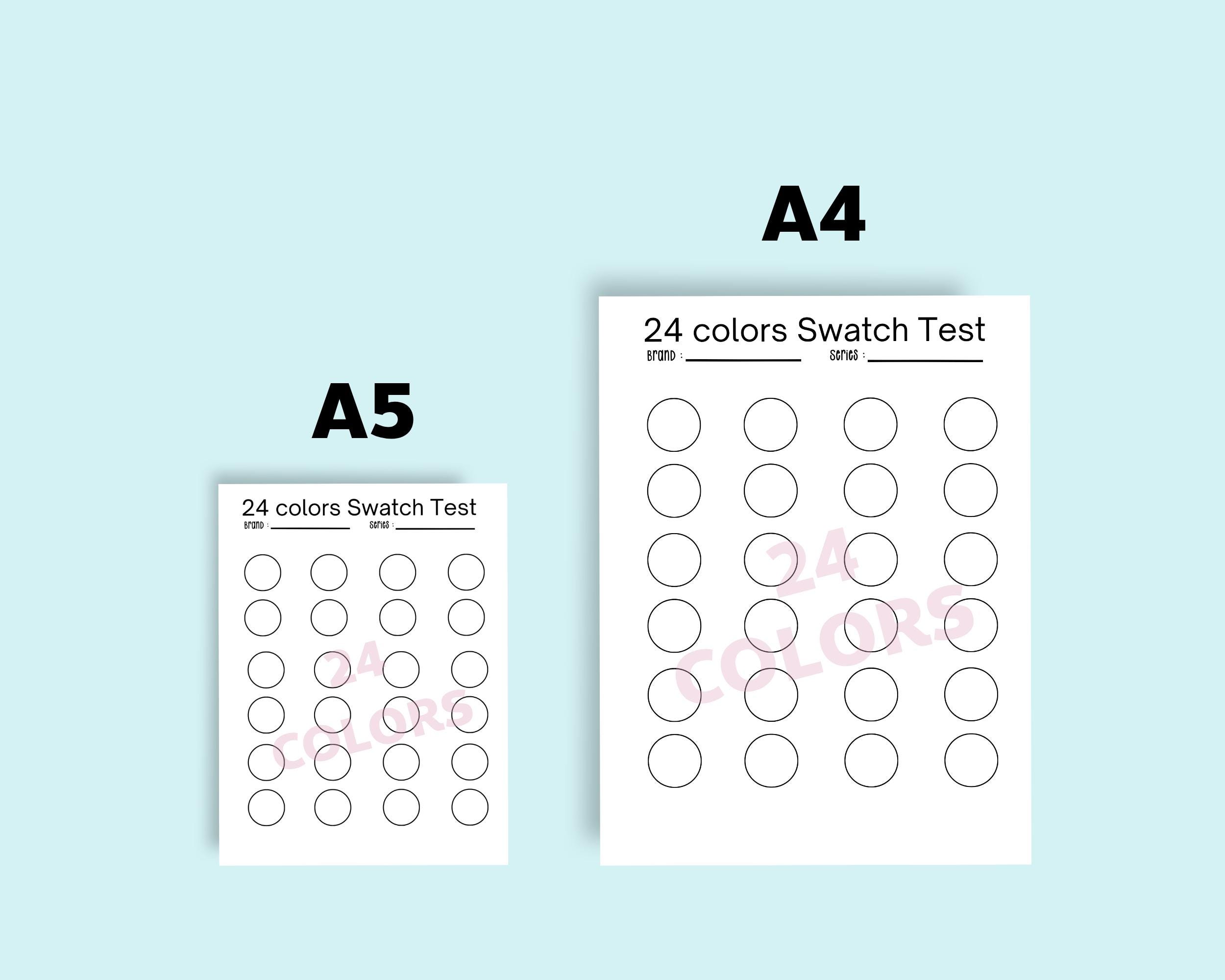 Color Swatch Chart Printable, 24 Color Test Sheet, A4 A5 Color Palette ...