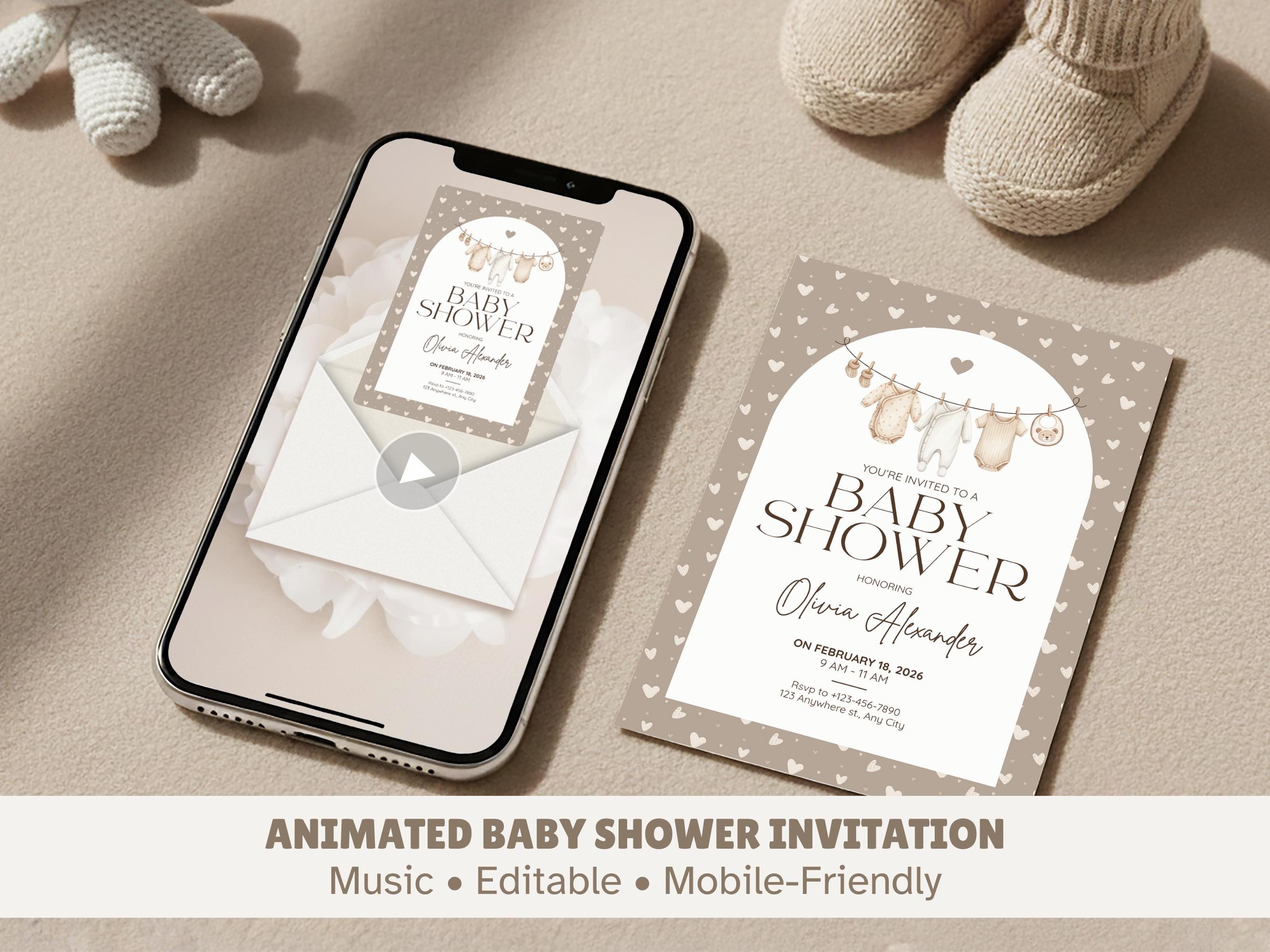Lot de 8 cartes de remerciement Baby Shower cartes notes et