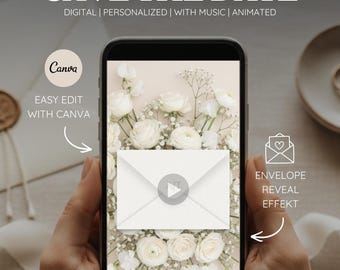 Save the Date Digital | Animated Envelope Wedding Invitation Video with Music | Canva template