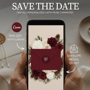 Animated Save the Date with Envelope | Digital Wedding Invitation Video with Music | Personalized Wedding Invite