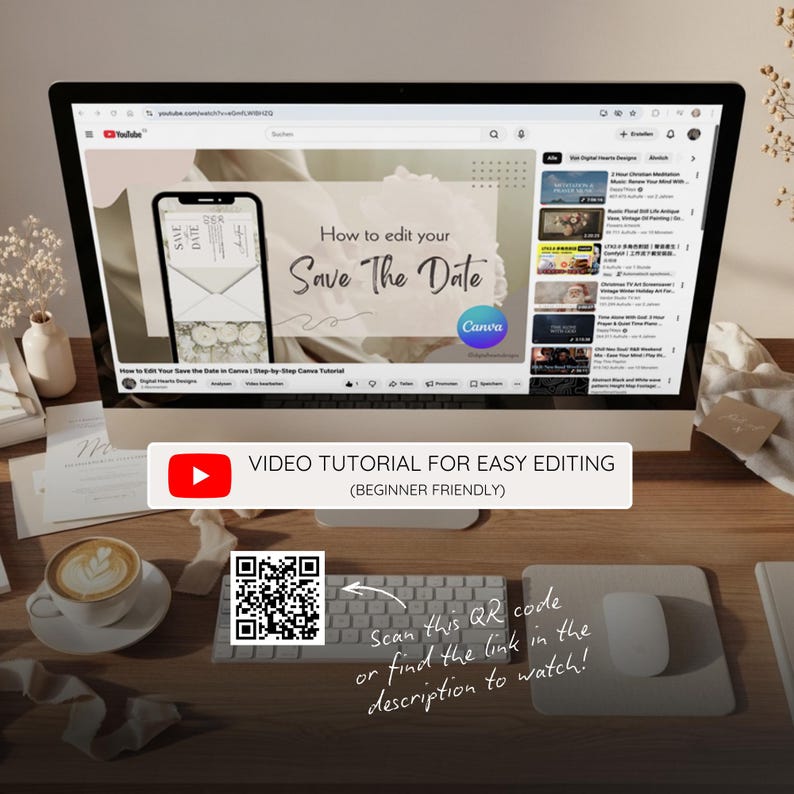 Save the Date Digital | Video di invito di nozze animato con busta e musica | Modello Canva immagine 2