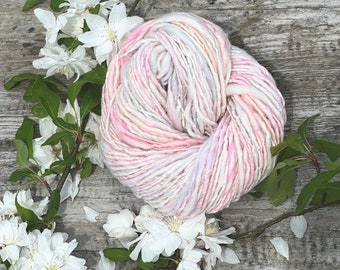 100 yards handspun, sparkle, worsted yarn, white and pastel, handmade of merino, silk and bamboo silk, 1.95 ounces/56 grams