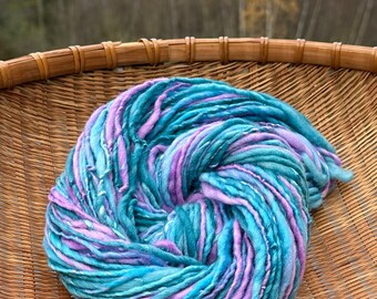 100 yards handspun silk and merino yarn, worsted weight, 2 ounces