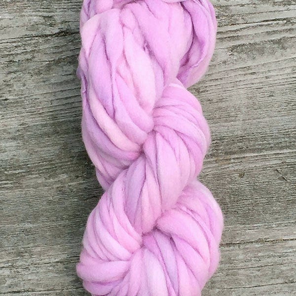 Handspun yarn, 39 yards, 2.3 ounces/ 65 grams, jumbo/ super bulky weight, spun thick and thin in merino wool