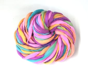 Hand spun yarn, thick and thin in super bulky merino wool - 50 yards, 3.4 ounces/97 grams
