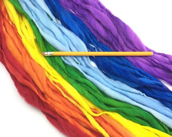 Classic rainbow yarn, 54 yards, self striping, handspun super bulky in merino wool - 3.25 ounces/ 92 grams