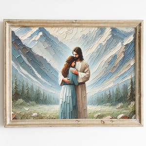 Jesus and Woman Art Print: Faith-Filled Christian Home Decor (Digital Download)