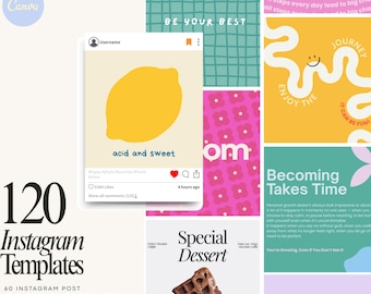 Bunte Instagram Templates: Social Media Content Ersteller Canva Pack (Digitaler Download)
