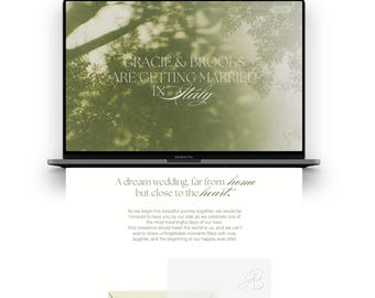 Countryside Green Wedding Website Template, Elegant Old Money Canva Design, RSVP, Bonus Wedding Stationery