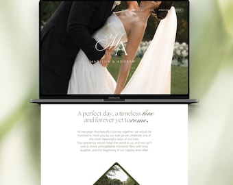 Green Countryside Wedding Website Template with RSVP, Elegant Editorial  Editable Canva Digital Invitation