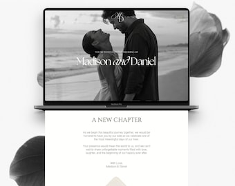 Timeless Elegant Wedding Website Template, Destination Invite, Minimalist Design Canva, Digital Download