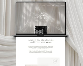 Old Money Ivory Wedding Website Template with, Elegant Editable Canva Site
